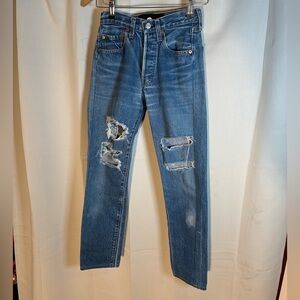 Nasty Gal After Party Vintage Levi's 501 Reworked Jeans W27 L36 Distressed Denim